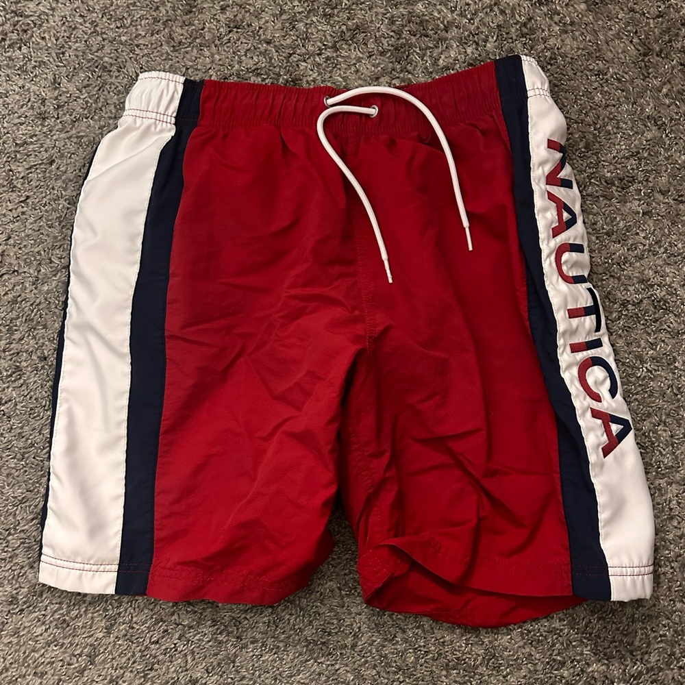 Nautica Red and White Swim Trunks